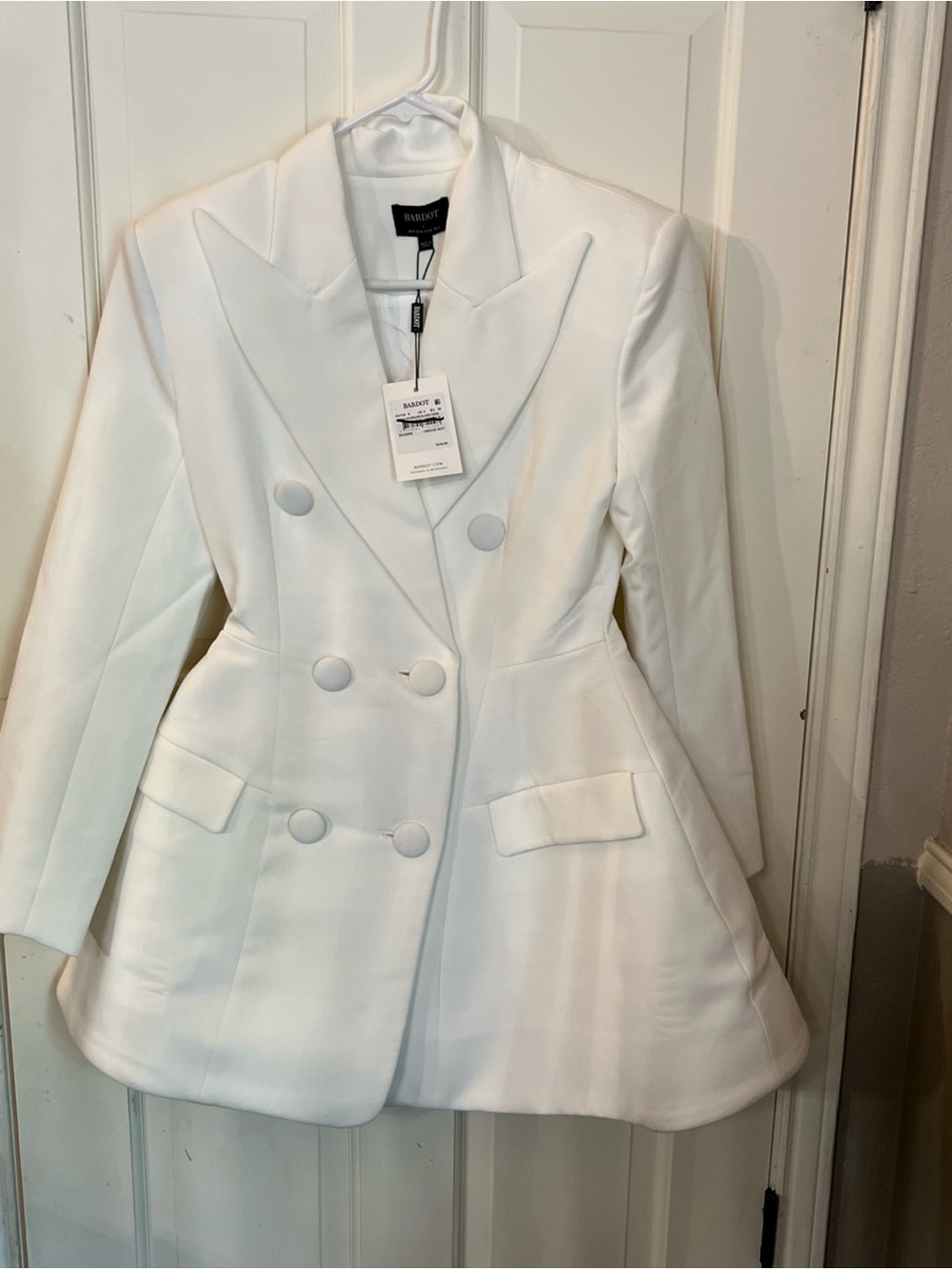 Nordstrom Bardot Double-Breasted White Blazer Dress